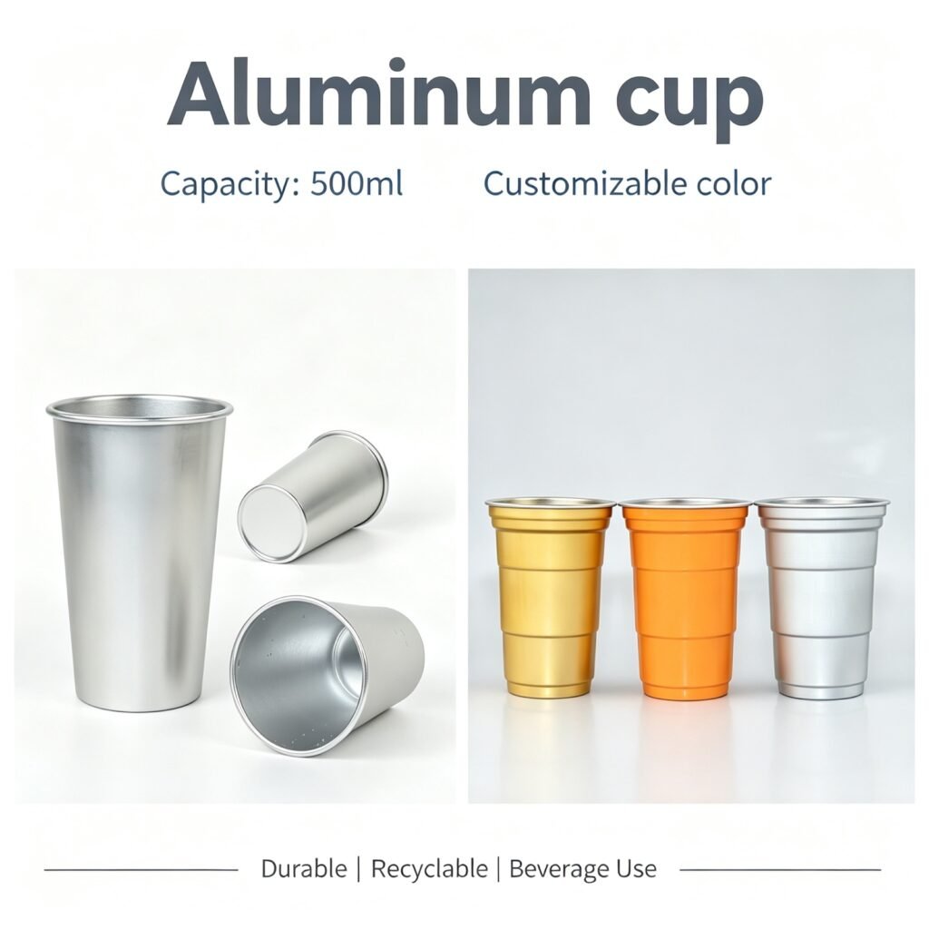 Custom logo 500ml aluminum cup in silver, gold, orange and white