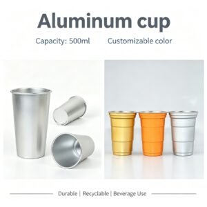 Custom logo 500ml aluminum cup in silver, gold, orange and white