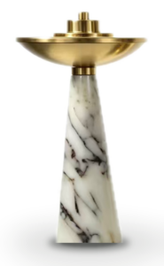 Marble & Metal Incense Burner in Brushed Gold, tallest size at 27.7 cm with a 16 cm bowl