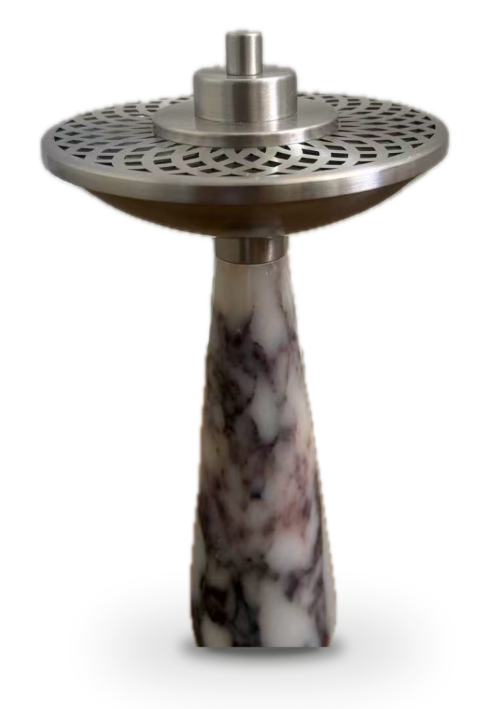 Marble & Metal Incense Burner in Brushed Silver, tall size