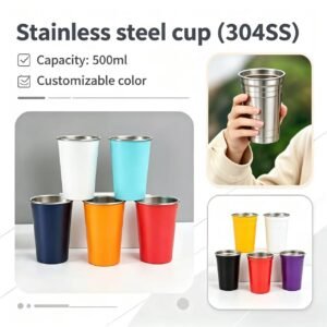 Custom logo 500ml 304 stainless steel cup in multiple colors