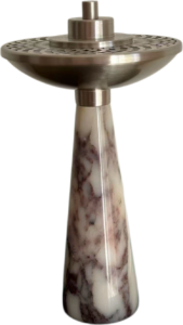 Viola marble incense burner with pierced lattice lid, side view